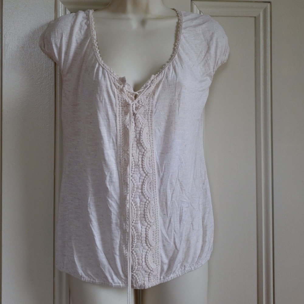 Max studio romantic adorable rayon linen crochet